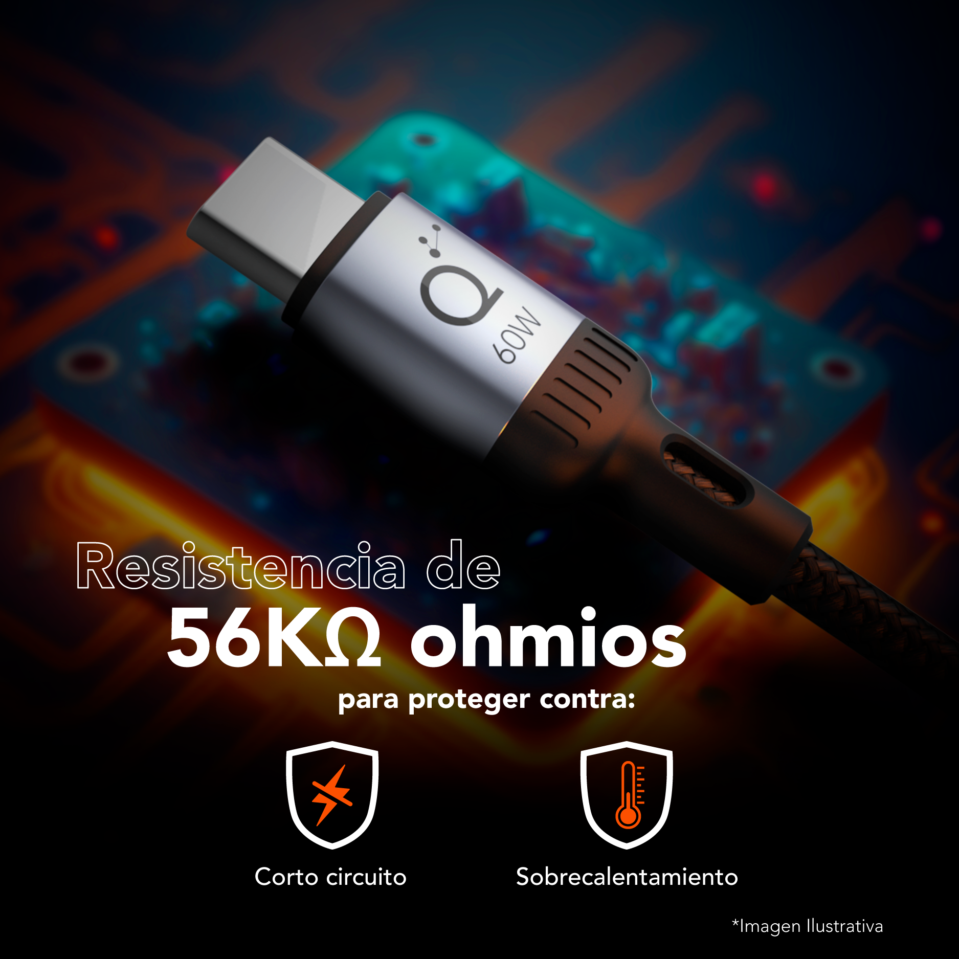 Cable USB A a USB C Quamtum 60W