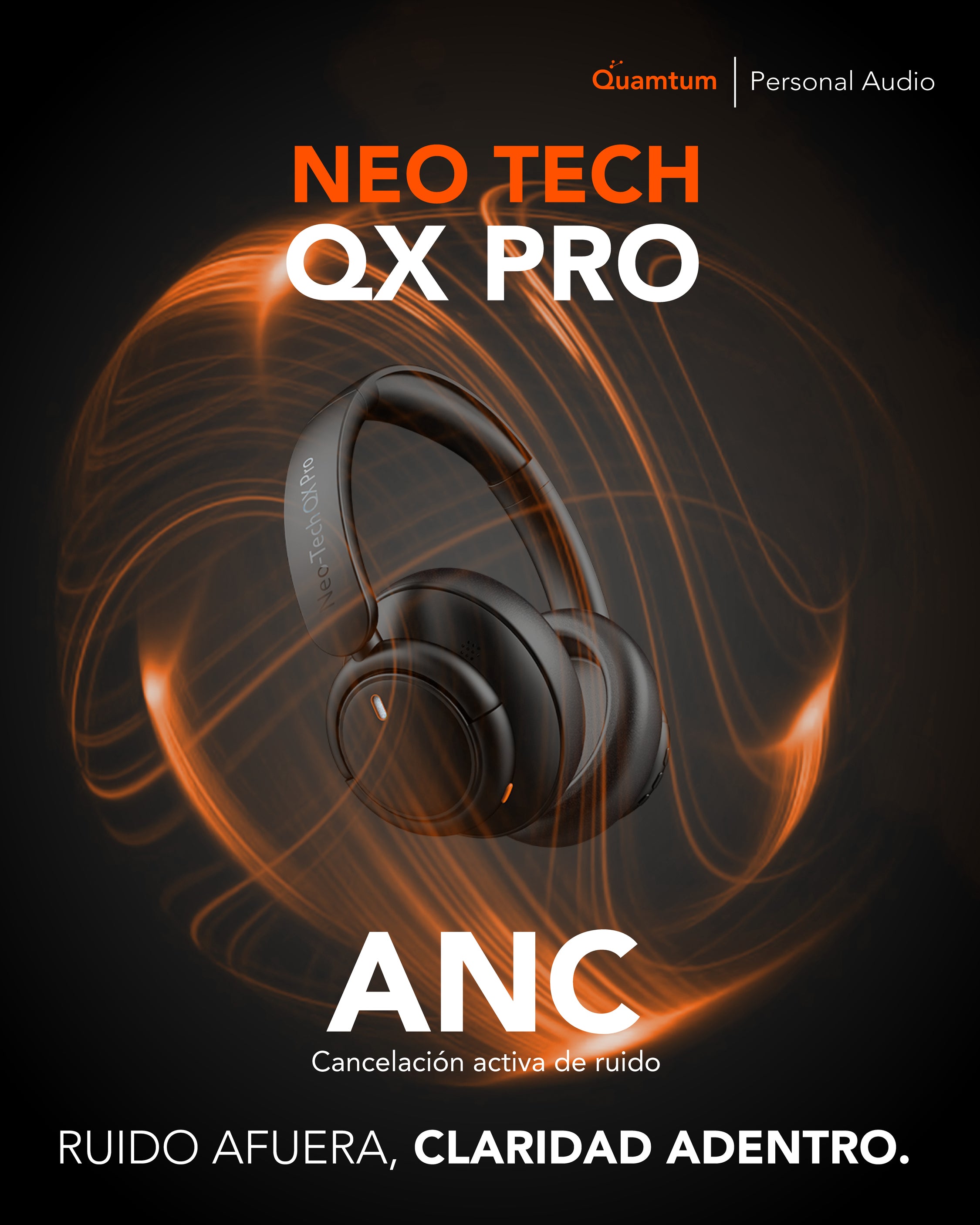 Quamtum Neo-Tech QX Pro — Audífonos Over-Ear Bluetooth con ANC y 50 hrs de batería