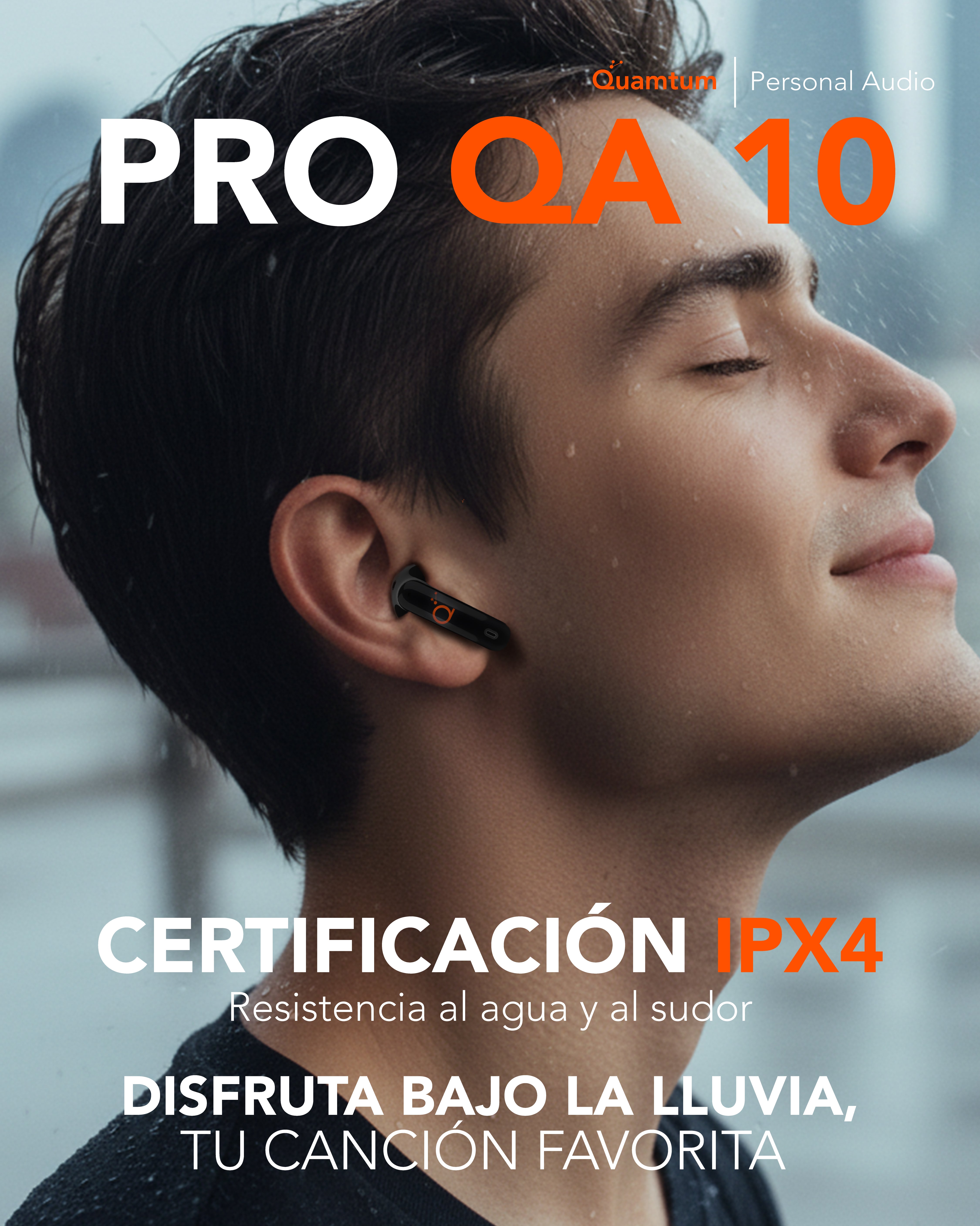 Quamtum Pro QA10 — Audífonos In-Ear Bluetooth con ANC 25 dB y Modo Gaming