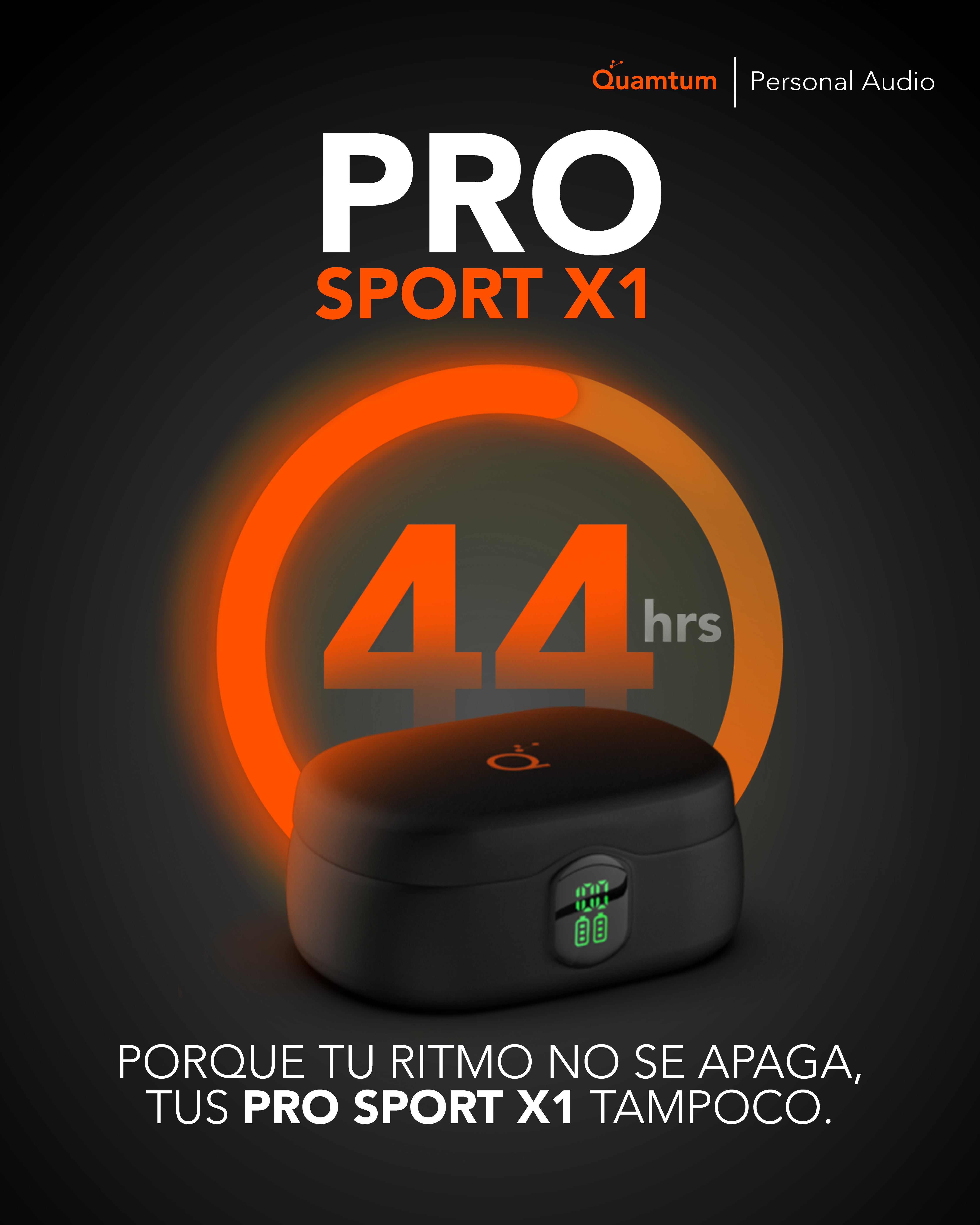 Quamtum Pro Sport X1 — Audífonos In-Ear Deportivos Bluetooth IPX4 con Pantalla LED