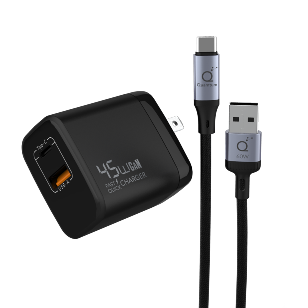 Combo Cargador 45Watts AC + Cable AC 60 Watts 2mts