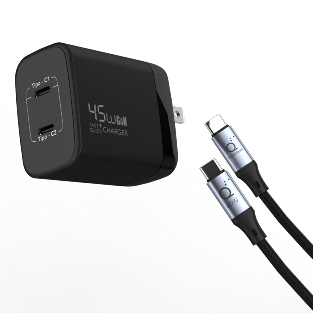 Combo Cargador 45Watts CC + Cable CC 60 Watts 1mts