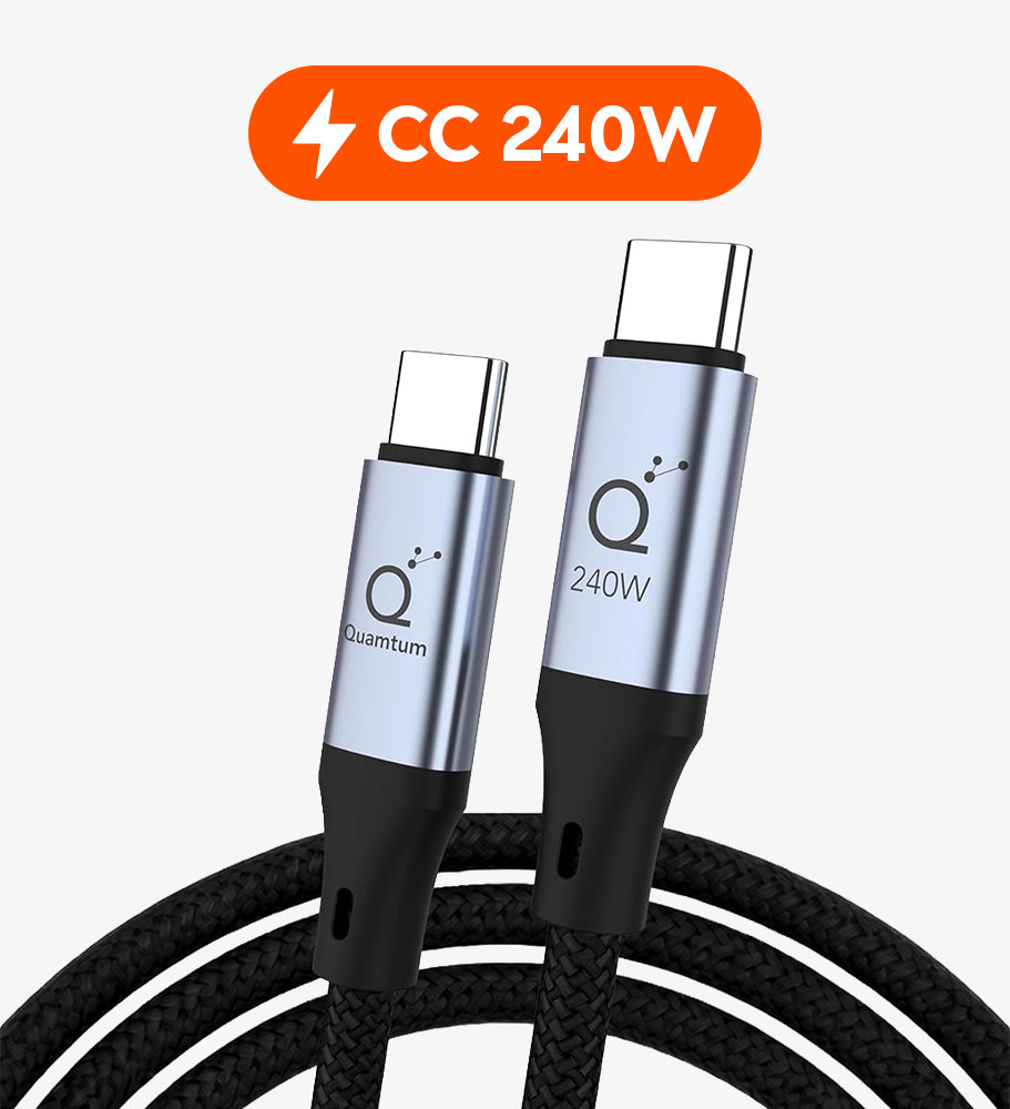 Quamtum Cable USB-C a USB-C 240W — | PD 3.0 | Chip E-Marker | 2 Metros | Garantía 8 Años