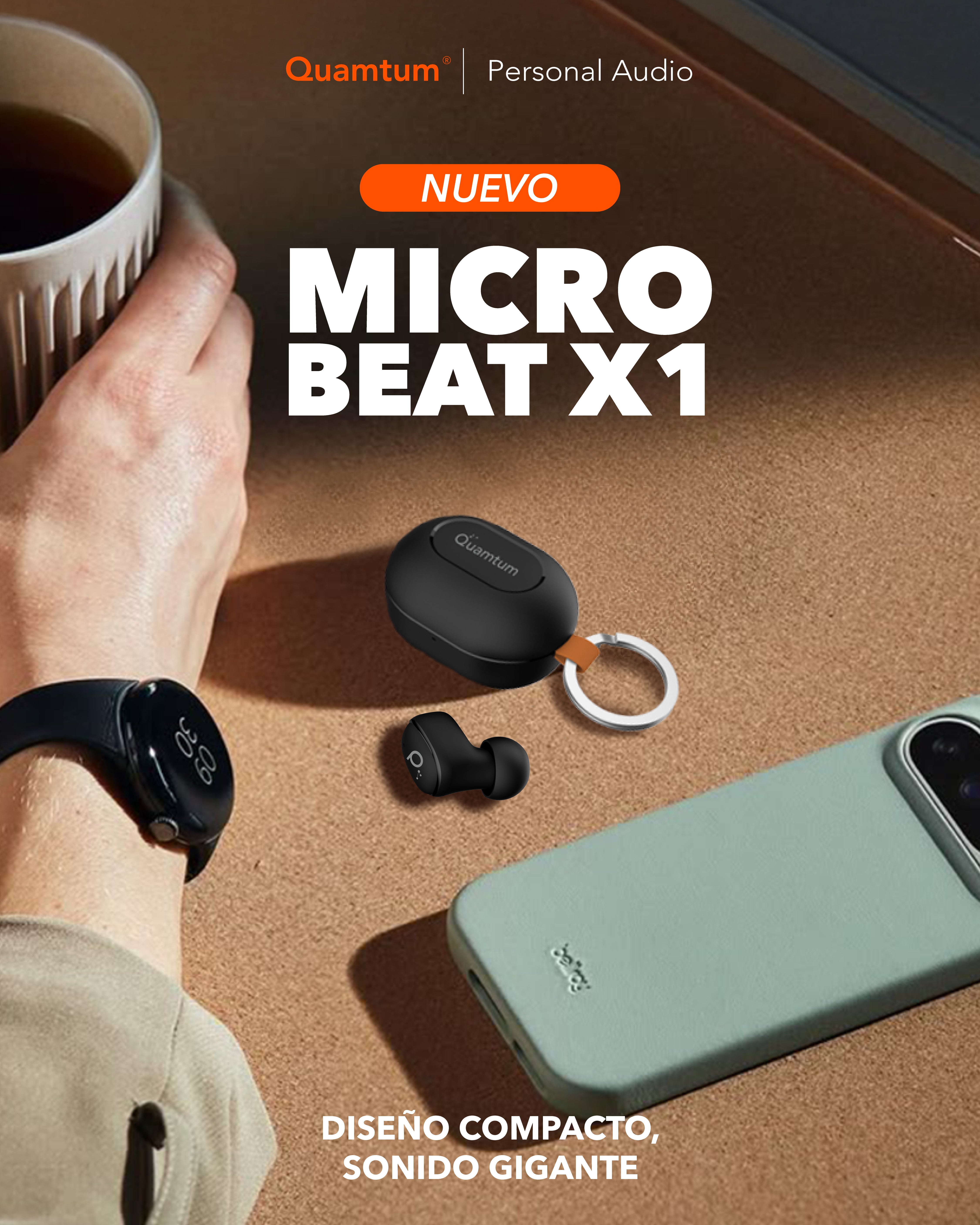 Quamtum MicroBeat X1 — Audífonos In-Ear Bluetooth 5.4 Ultraligeros y Compactos