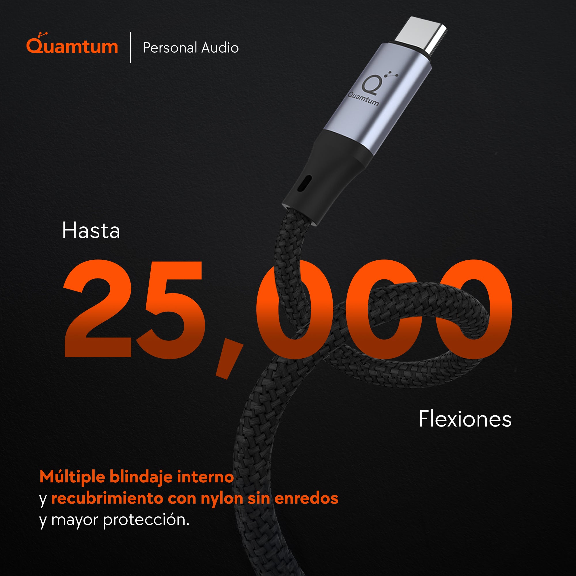Quamtum Cable USB-C a USB-C 60W — Carga Rápida Trenzado Premium con 8 años de Garantía
