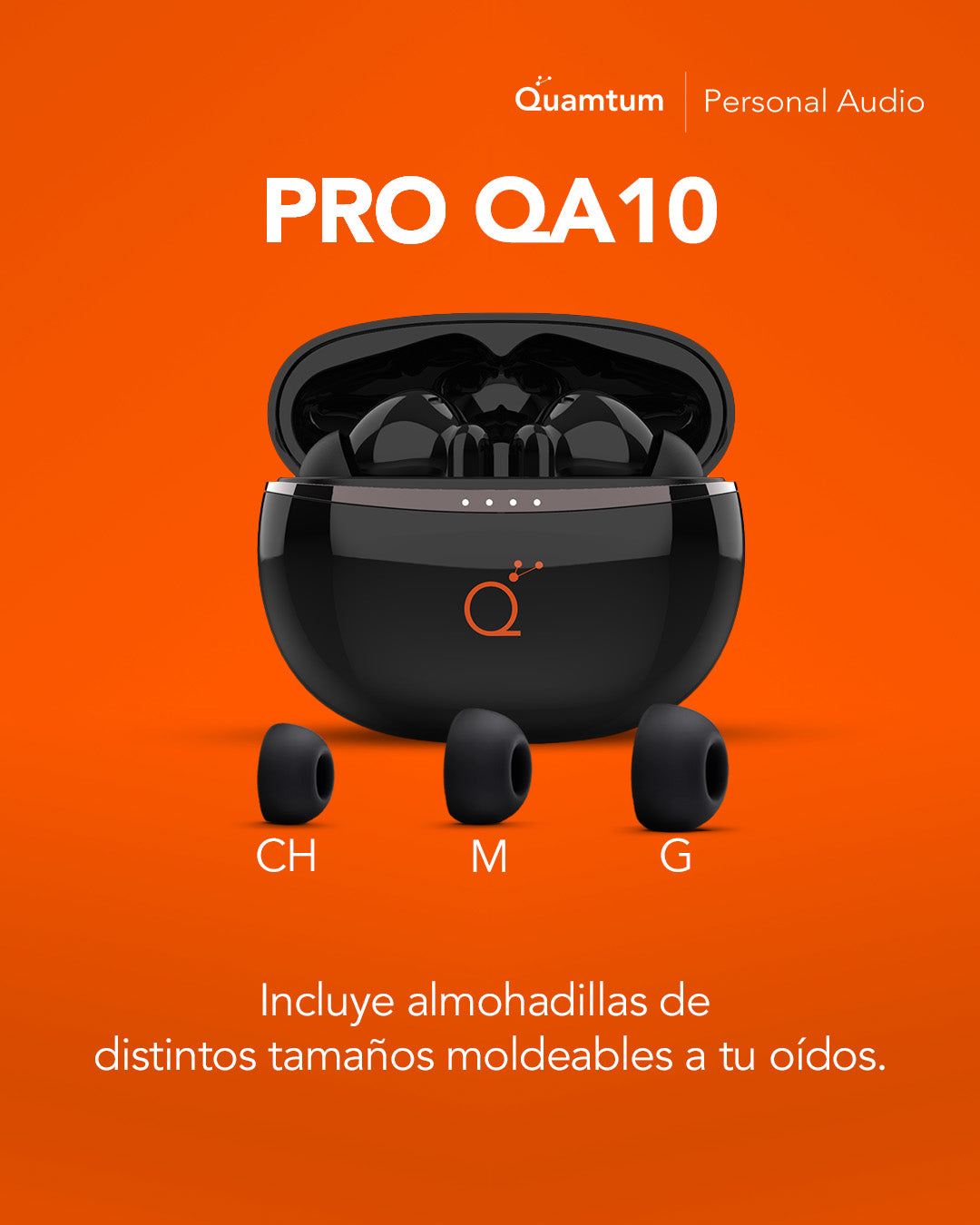 Quamtum Pro QA10 — Audífonos In-Ear Bluetooth con ANC 25 dB y Modo Gaming