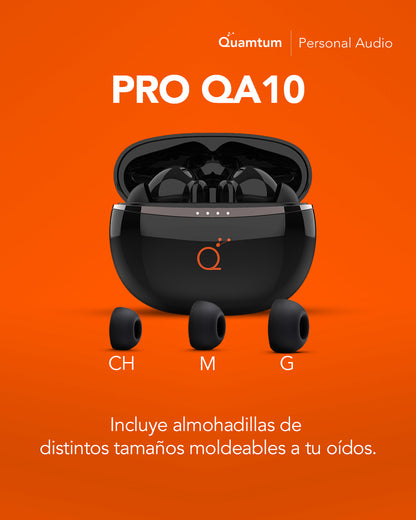 Quamtum Pro QA10 — Audífonos In-Ear Bluetooth con ANC 25 dB y Modo Gaming