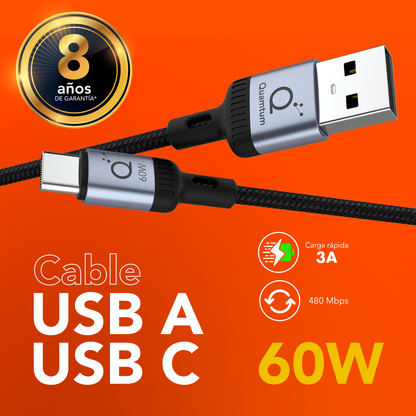 Cable USB A a USB C Quamtum 60W