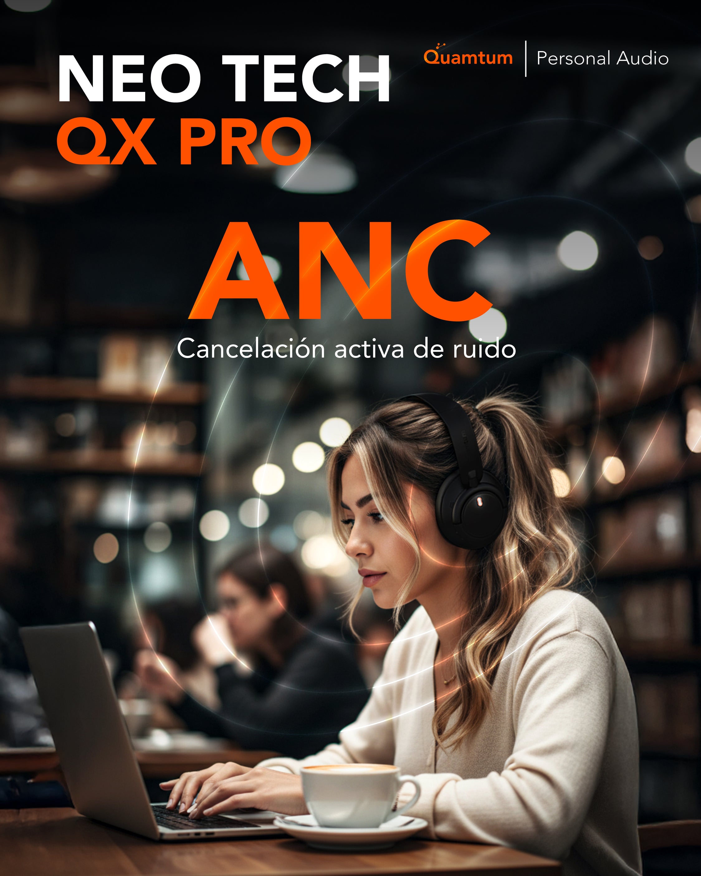 Quamtum Neo-Tech QX Pro — Audífonos Over-Ear Bluetooth con ANC y 50 hrs de batería