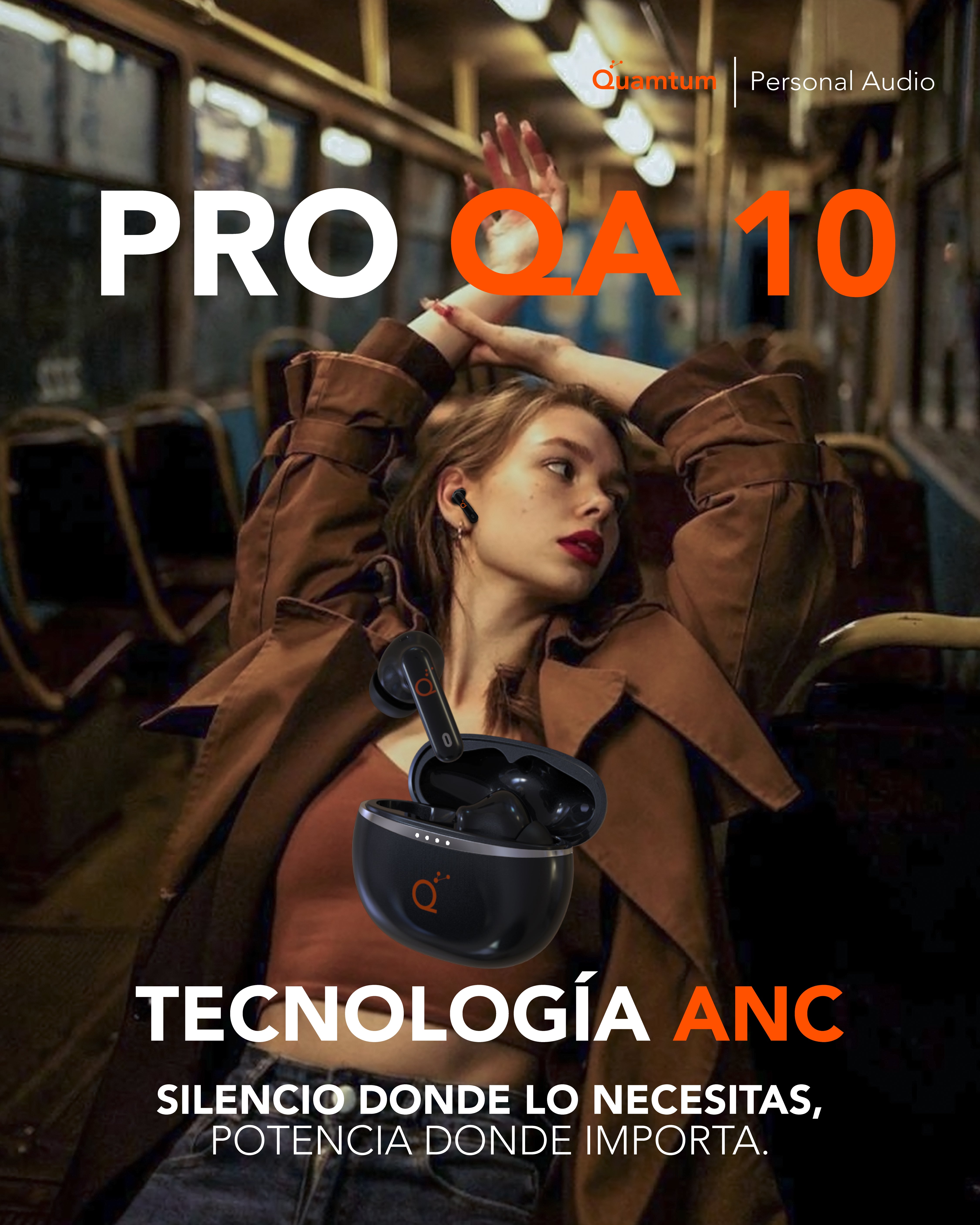 Quamtum Pro QA10 — Audífonos In-Ear Bluetooth con ANC 25 dB y Modo Gaming