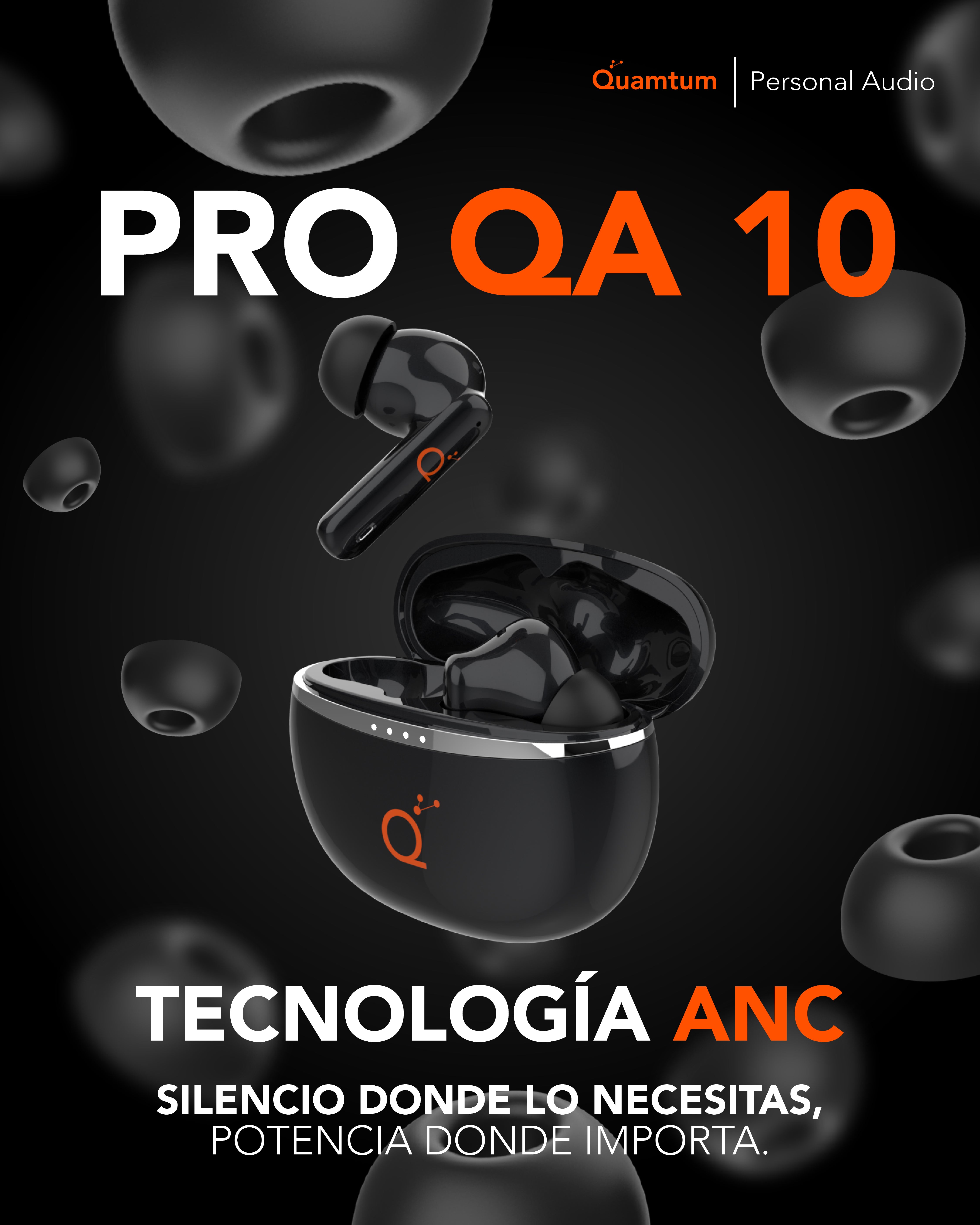 Quamtum Pro QA10 — Audífonos In-Ear Bluetooth con ANC 25 dB y Modo Gaming