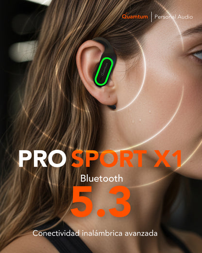 Quamtum Pro Sport X1 — Audífonos In-Ear Deportivos Bluetooth IPX4 con Pantalla LED