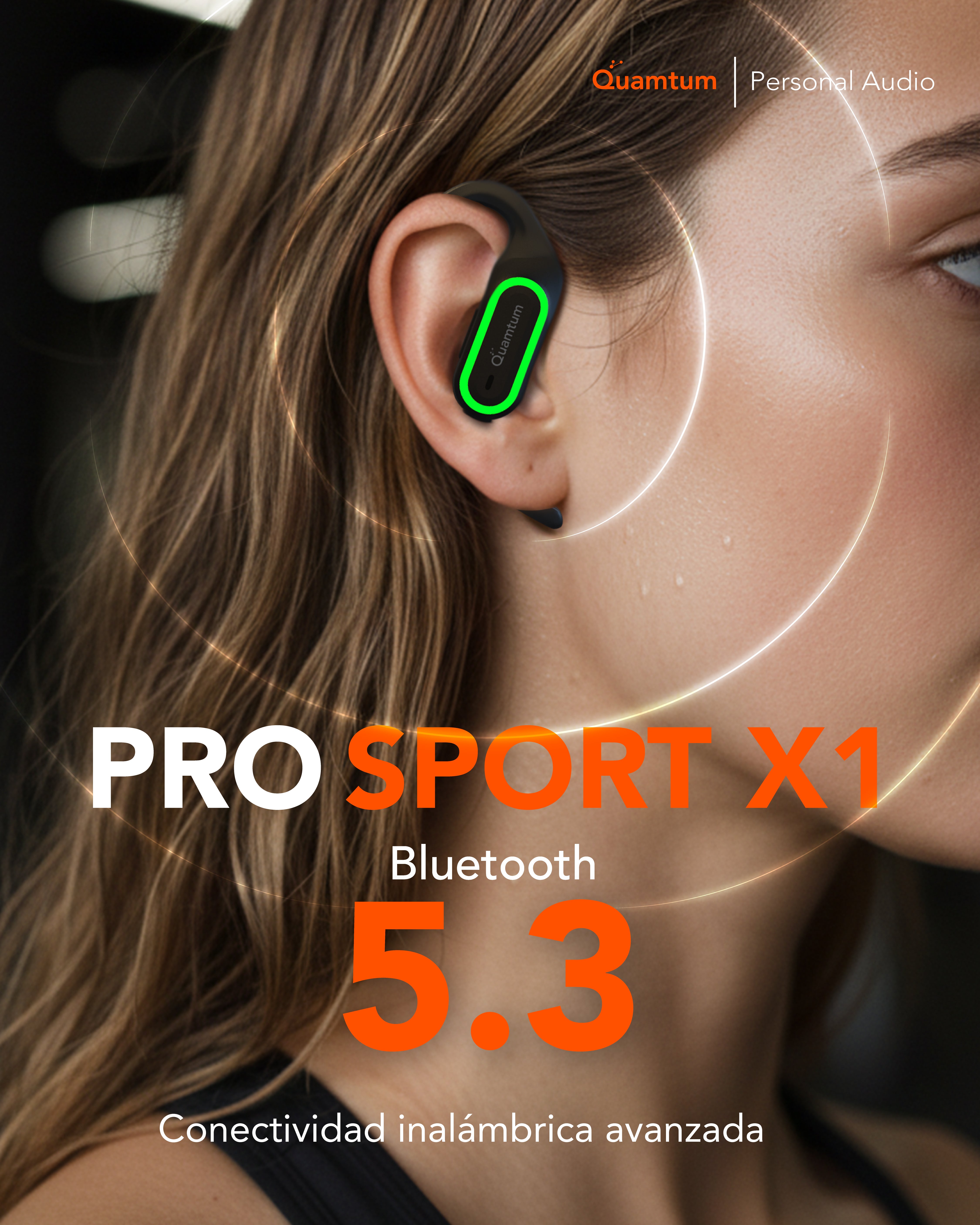 Quamtum Pro Sport X1 — Audífonos In-Ear Deportivos Bluetooth IPX4 con Pantalla LED