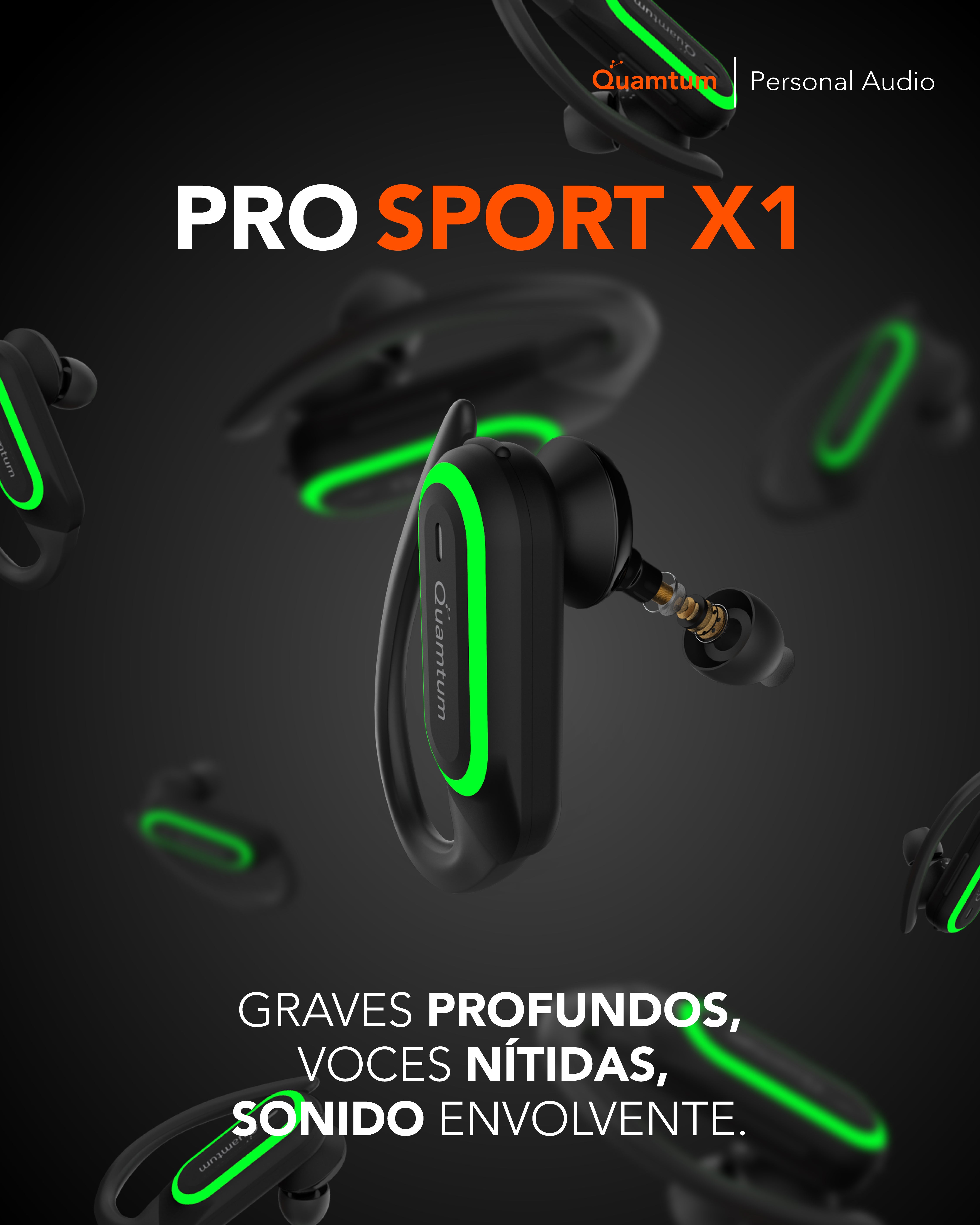 Quamtum Pro Sport X1 — Audífonos In-Ear Deportivos Bluetooth IPX4 con Pantalla LED