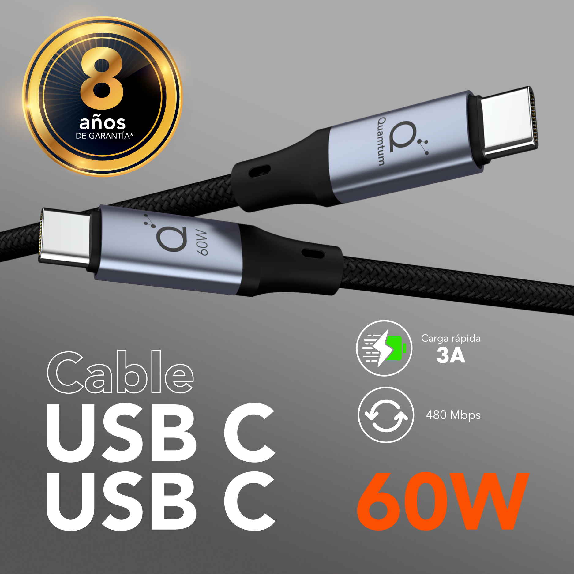 Cable USB C a USB C Quamtum 60W