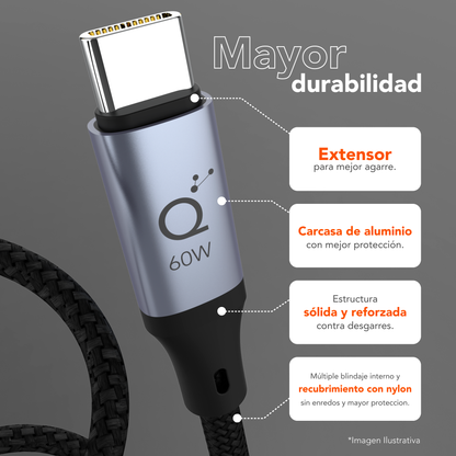 Cable USB C a USB C Quamtum 60W