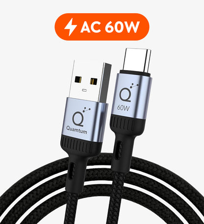 Quamtum Cable USB-A a USB-C 60W — Carga Rápida Trenzado Premium con 8 años de Garantía