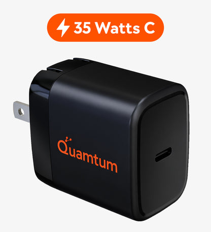 Cargador GaN 35W USB-C Quamtum | Carga Rápida PD 3.0 PPS para iPhone 17, Galaxy S25, iPad