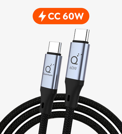 Quamtum Cable USB-C a USB-C 60W — Carga Rápida Trenzado Premium con 8 años de Garantía