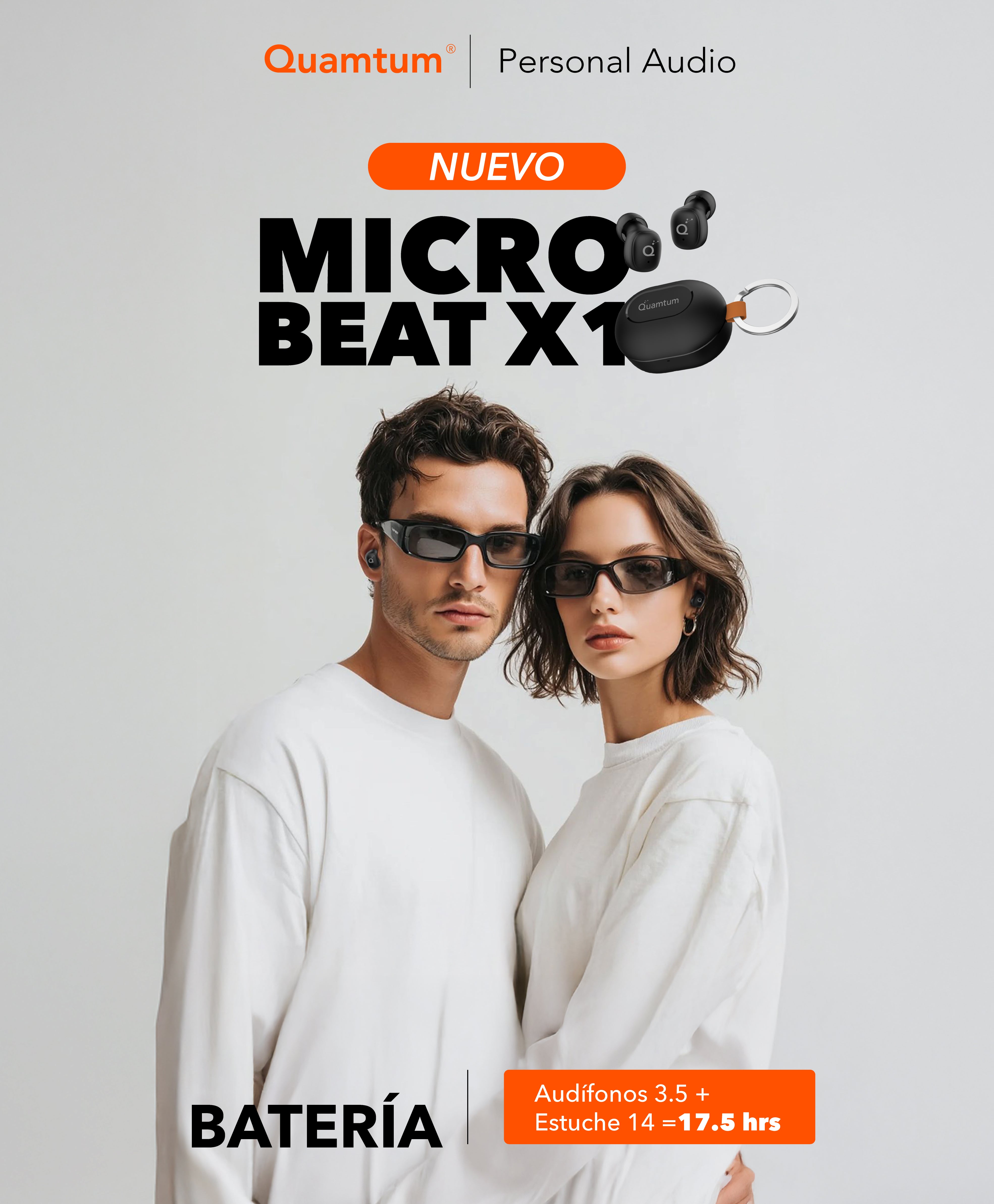Quamtum MicroBeat X1 — Audífonos In-Ear Bluetooth 5.4 Ultraligeros y Compactos
