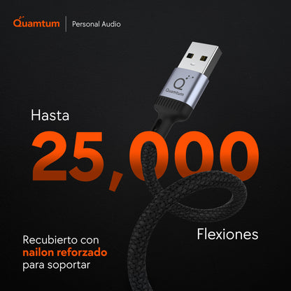 Quamtum Cable USB-A a USB-C 60W — Carga Rápida Trenzado Premium con 8 años de Garantía