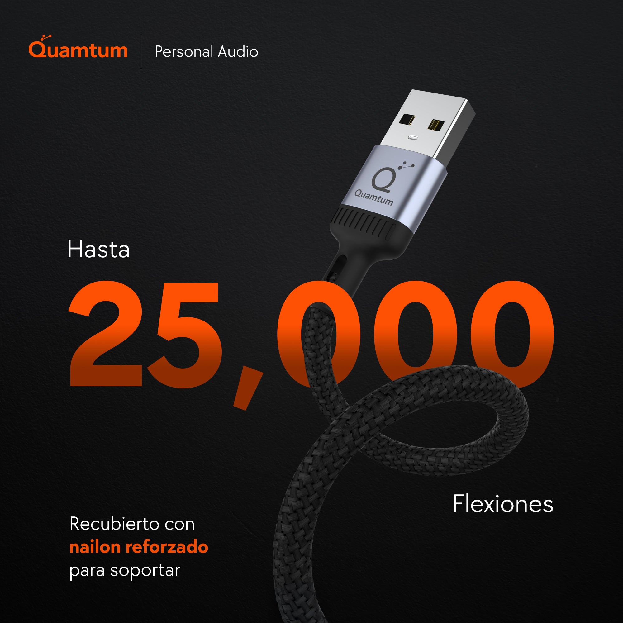 Quamtum Cable USB-C a USB-C 100W — | PD 3.0 | Chip E-Marker | 2 Metros | Garantía 8 Años