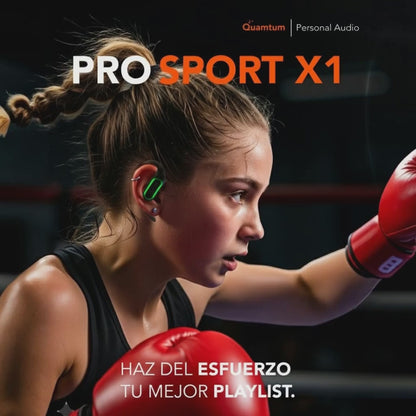 Quamtum Pro Sport X1 — Audífonos In-Ear Deportivos Bluetooth IPX4 con Pantalla LED