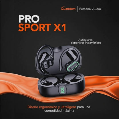 Quamtum Pro Sport X1 — Audífonos In-Ear Deportivos Bluetooth IPX4 con Pantalla LED