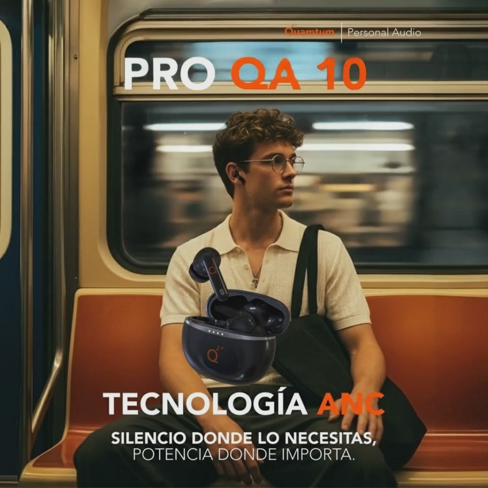 Quamtum Pro QA10 — Audífonos In-Ear Bluetooth con ANC 25 dB y Modo Gaming